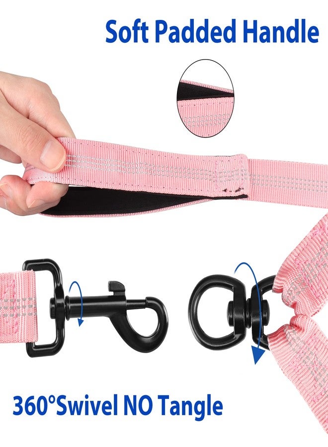 YAODHAOD Double Dog Leash for Two Dogs, 360° Swivel No Tangle with Soft Handle,Shock Absorbing Bungee Reflective Heavy 2 Dog Leashes, Walking & Training Leash Two Dogs Splitter (Pink) - Image 2